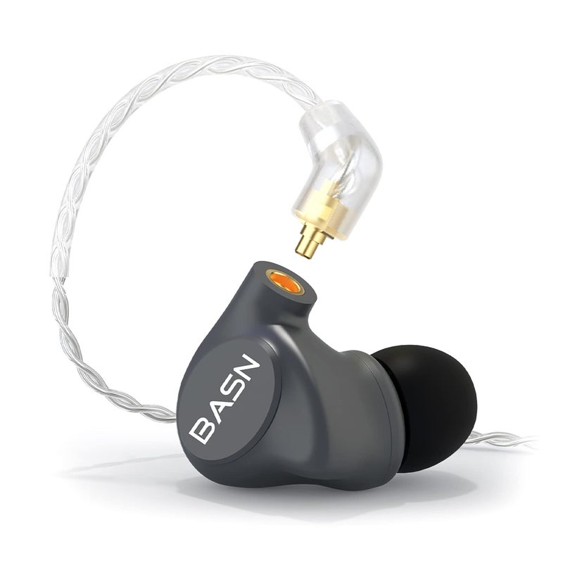 BASN Metalen in-Ear Monitors Headphones,Musicians Noise Isolating 4 Drivers IEMs with Deep Bass, Two Detachable MMCX Cables with Case for Singers,Drummers,Bassists(Gray) - Image 1